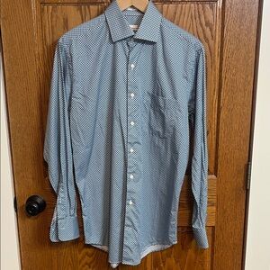 Peter Millar Blue and White Checkered Shirt